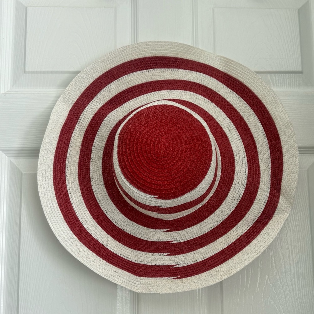 Red and White Striped Sun Hat